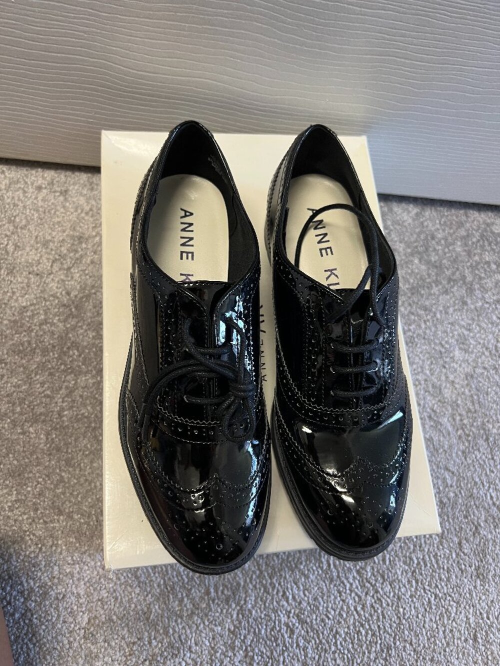 Anne Klein Flex Black Patent Brogue Oxfords NWT